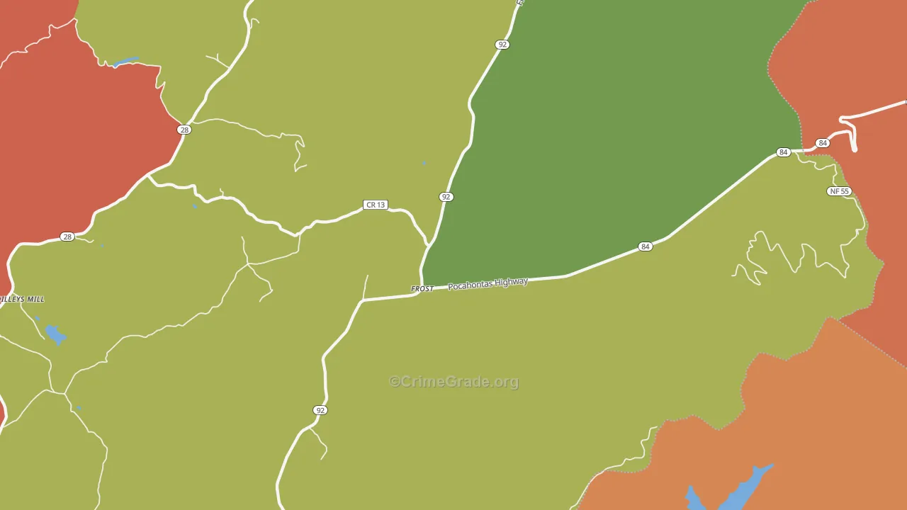 Frost, WV Map of Assault Rates