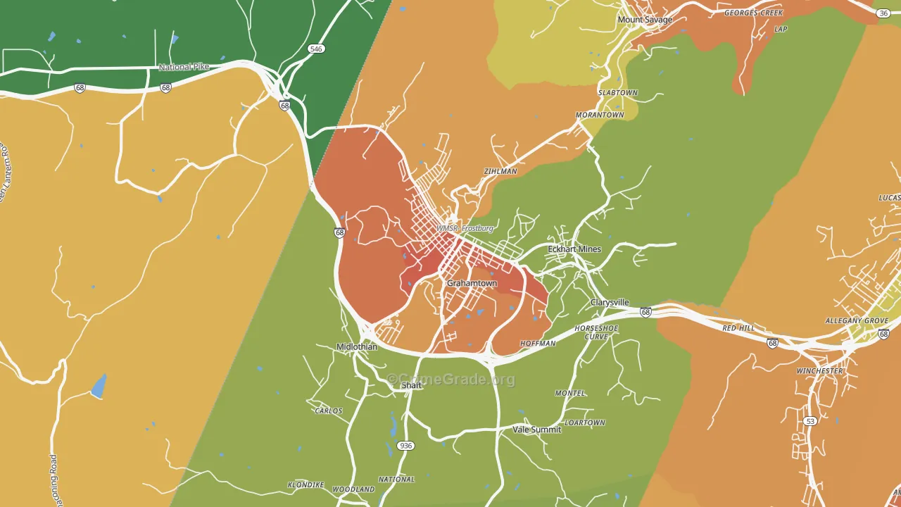 Frostburg, MD Map of Assault Rates