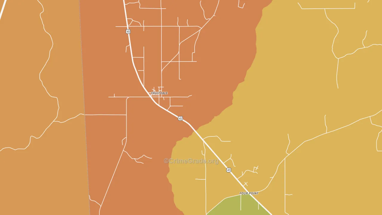 Fruitdale, AL Map of Assault Rates