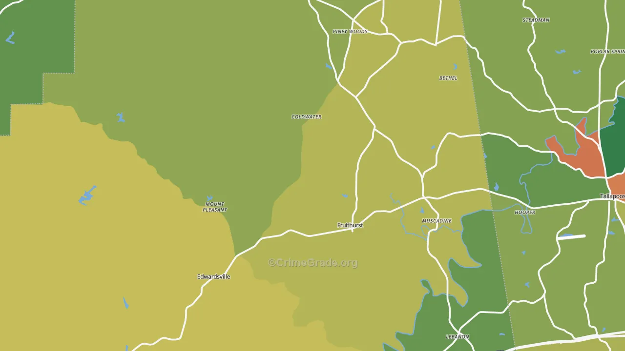 Fruithurst, AL Map of Assault Rates