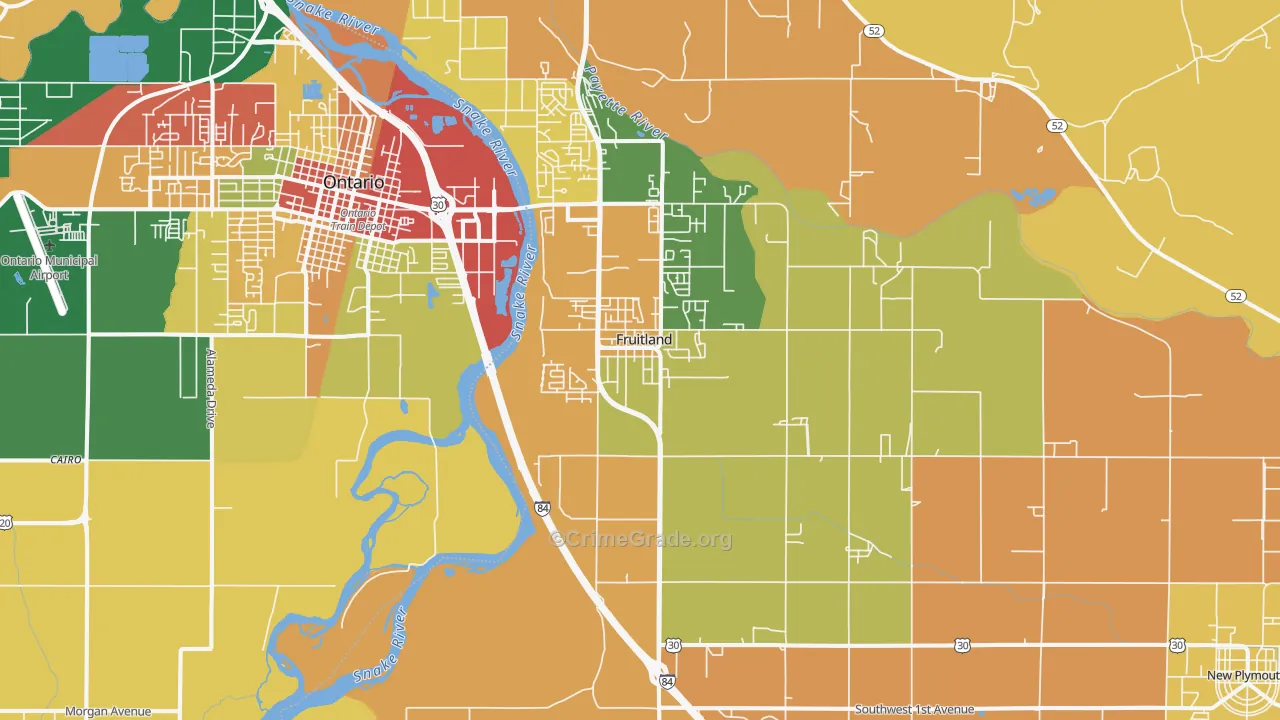 Fruitland, ID Map of Assault Rates