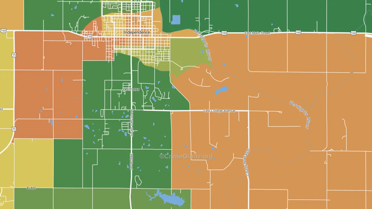Fruitland, KS Map of Assault Rates