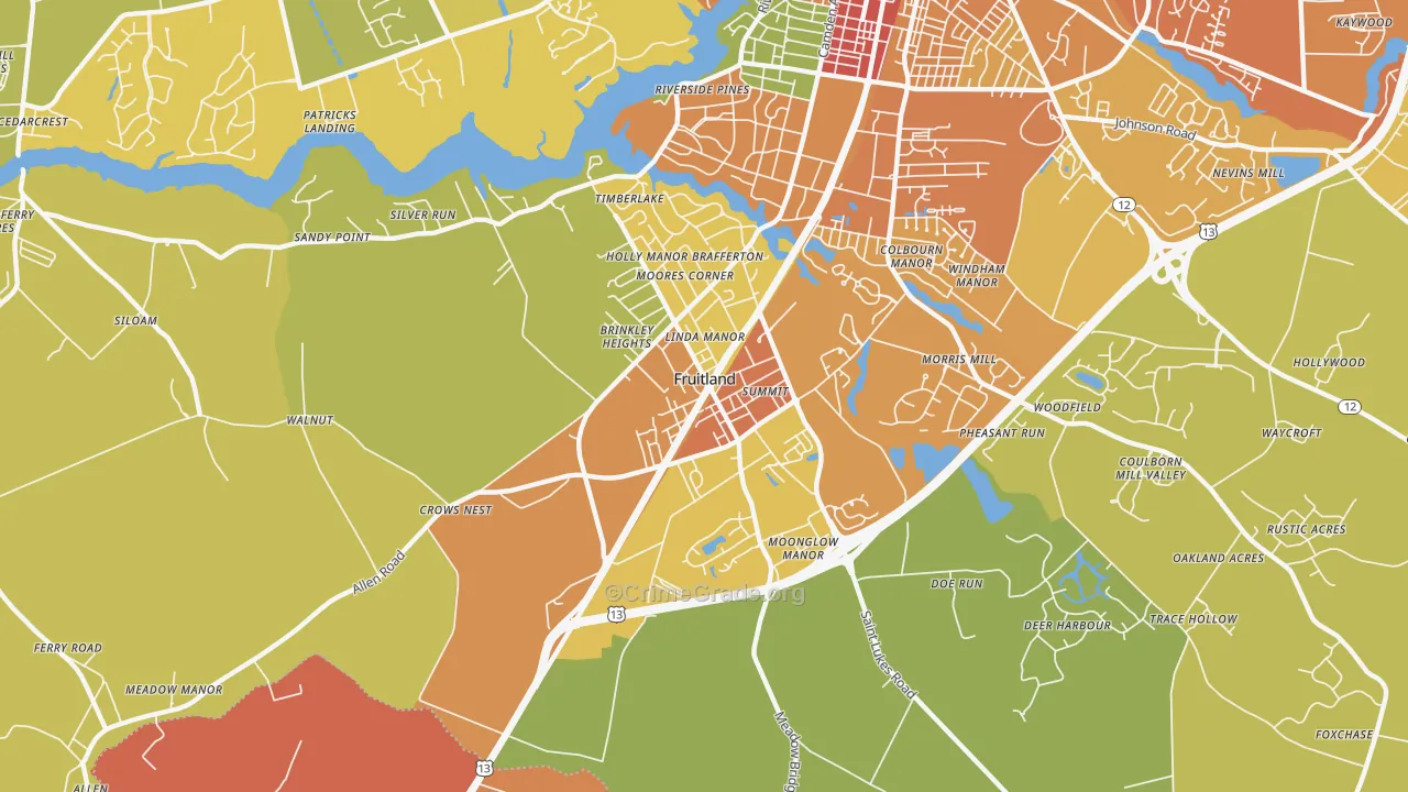 Fruitland, MD Map of Assault Rates