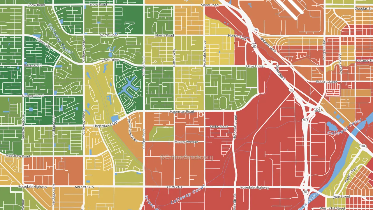 Fruitvale, Bakersfield, CA Map of Assault Rates