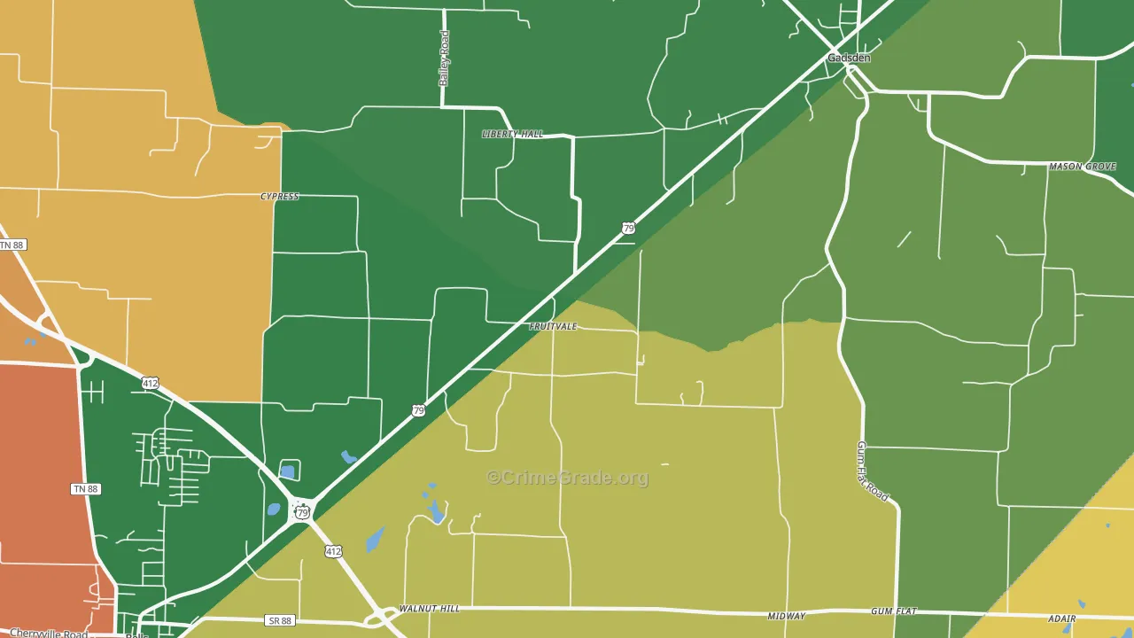 Fruitvale, TN Map of Assault Rates
