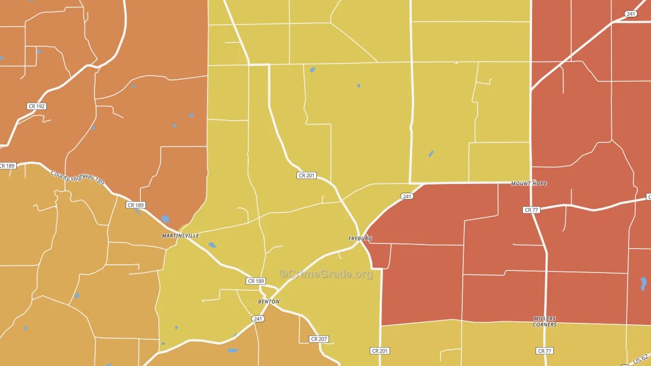 Fryburg, OH Map of Assault Rates