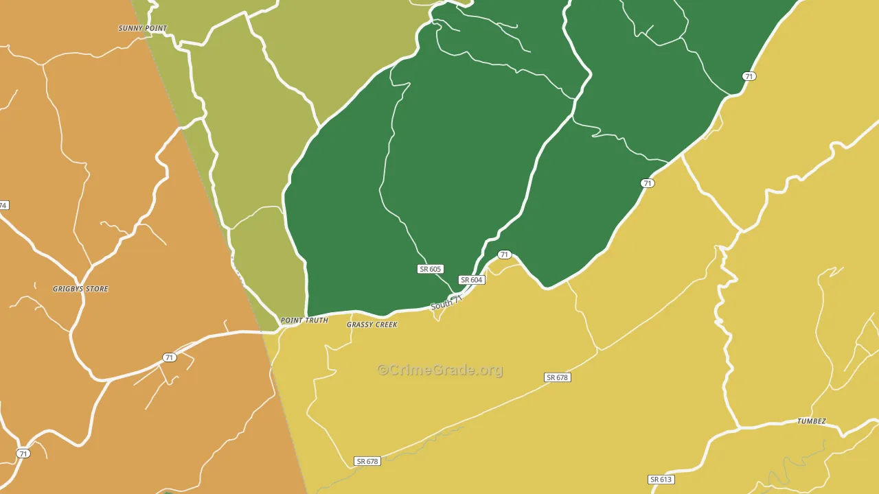 Fugates Hill, VA Map of Assault Rates