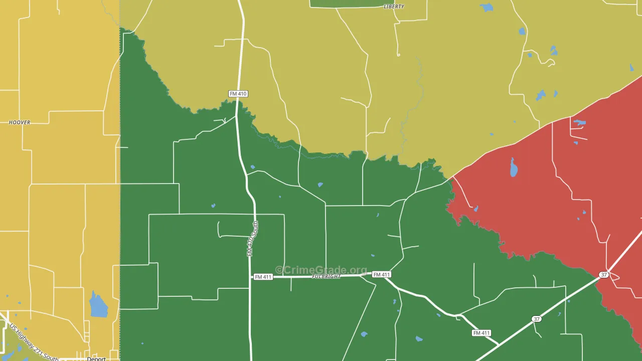Fulbright, TX Map of Assault Rates