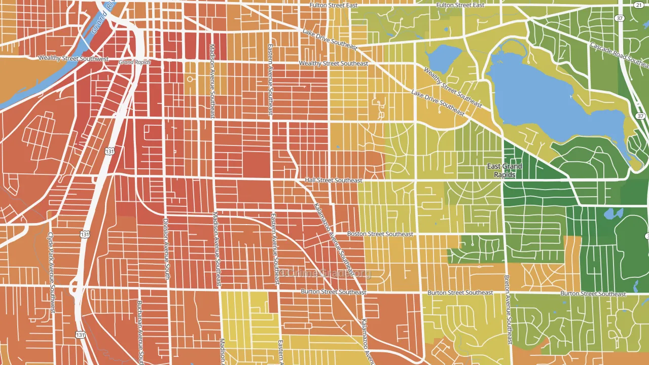 Fuller Avenue, Grand Rapids, MI Map of Assault Rates
