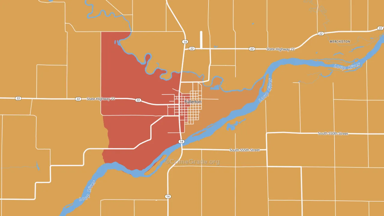 Fullerton, NE Map of Assault Rates