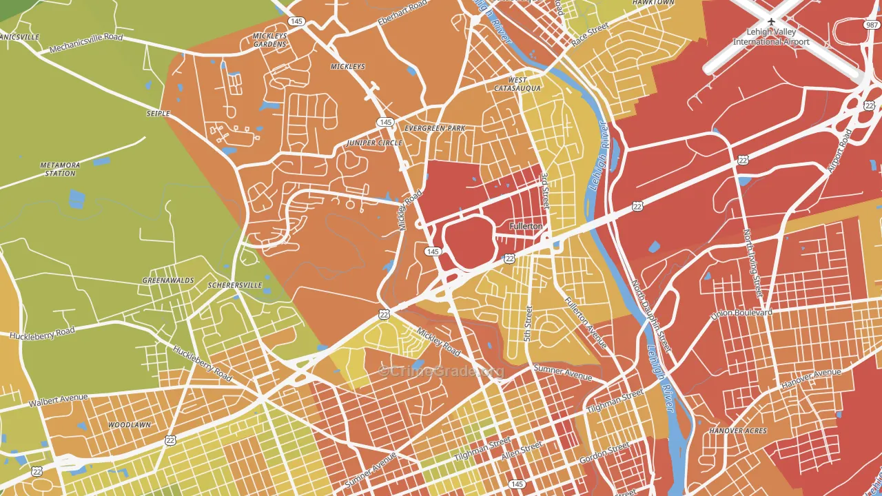 Fullerton, PA Map of Assault Rates