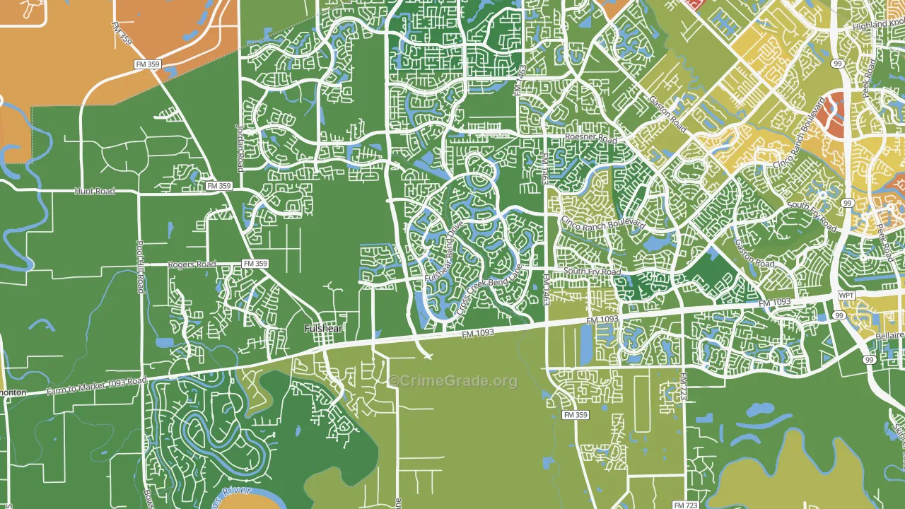 Fulshear, TX Map of Assault Rates