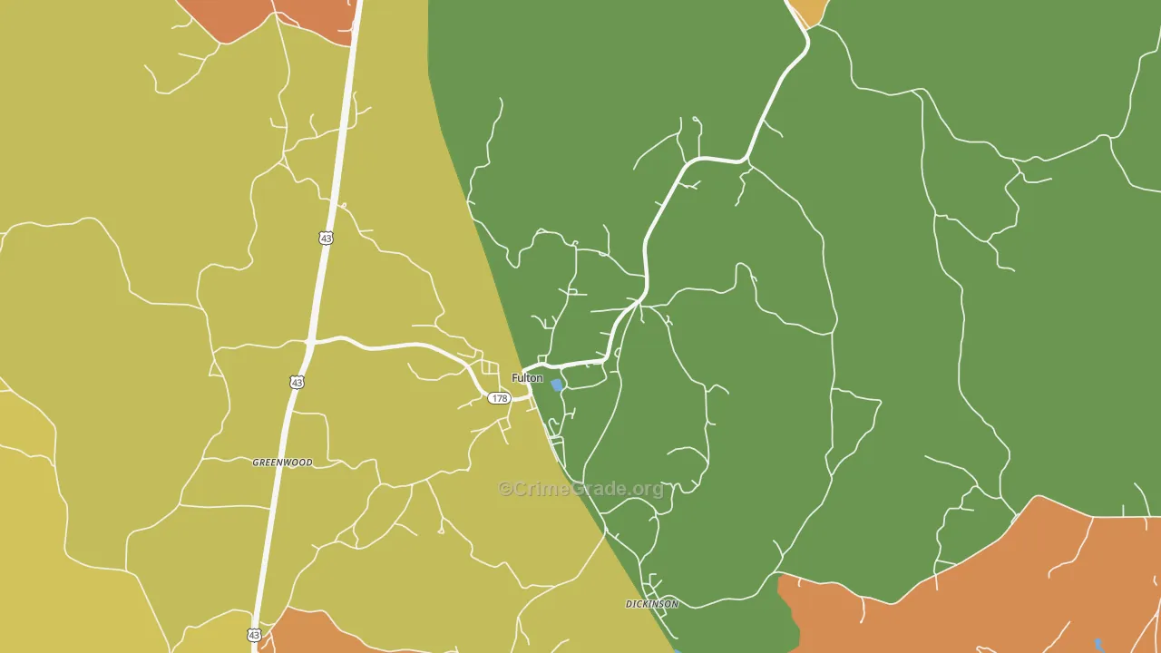 Fulton, AL Map of Assault Rates