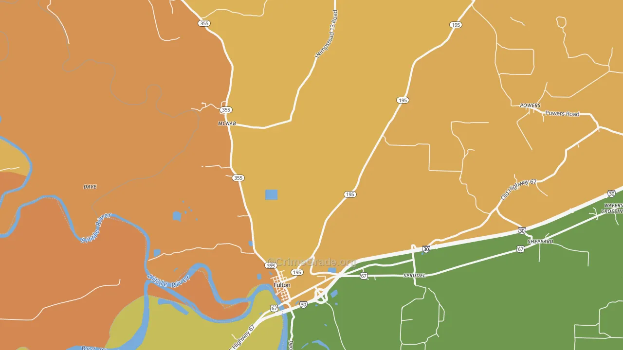 Fulton, AR Map of Assault Rates