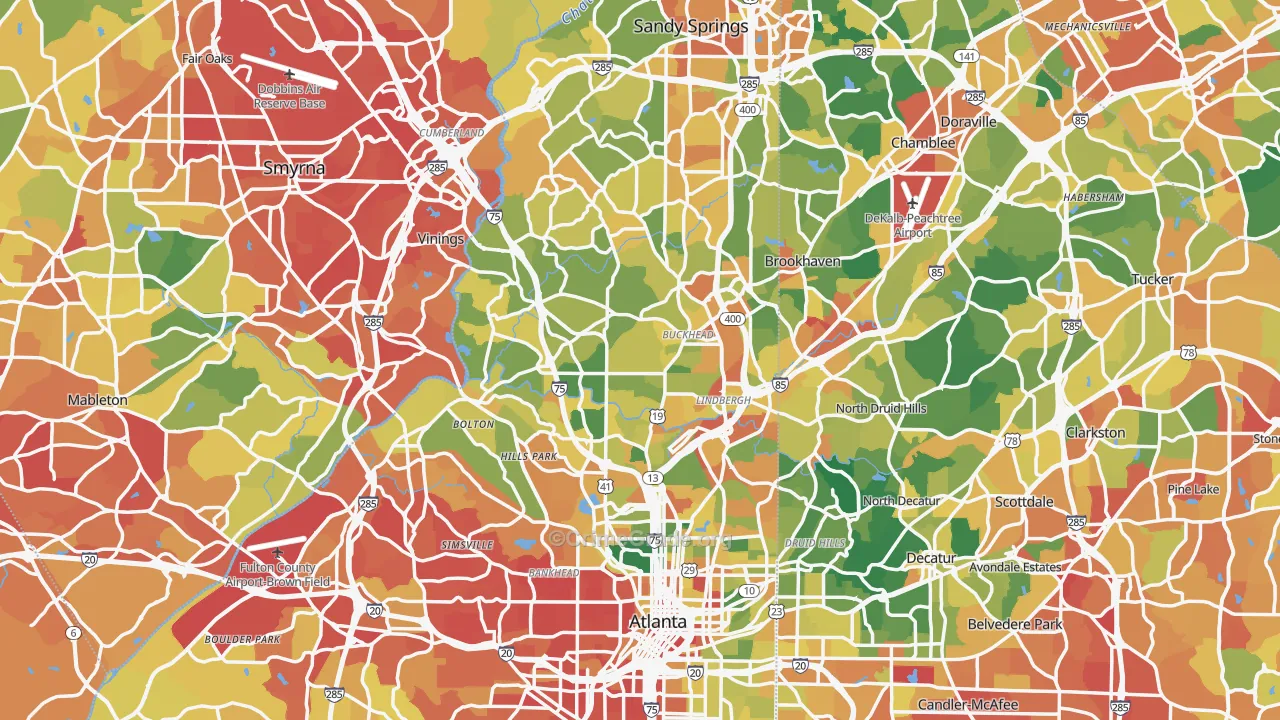 Fulton County, GA Map of Assault Rates