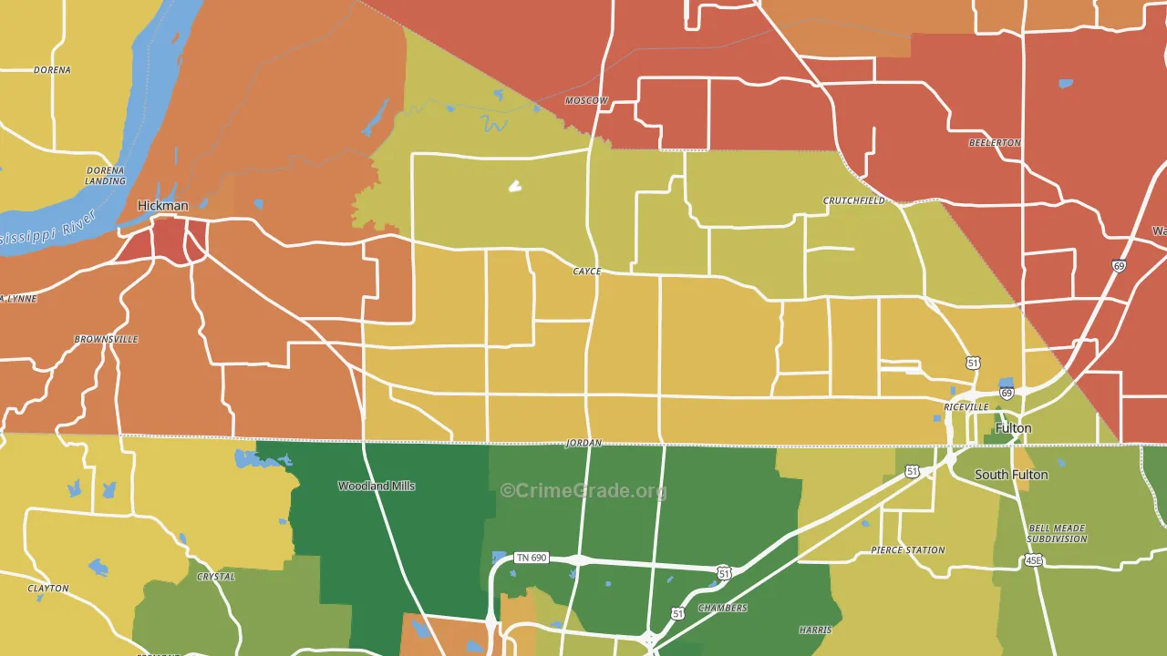 Fulton County, KY Map of Assault Rates