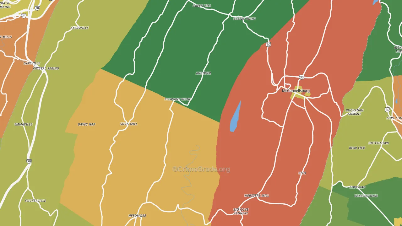 Fulton County, PA Map of Assault Rates