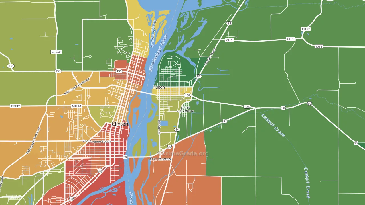 Fulton, IL Map of Assault Rates
