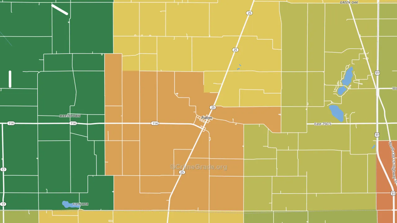 Fulton, IN Map of Assault Rates