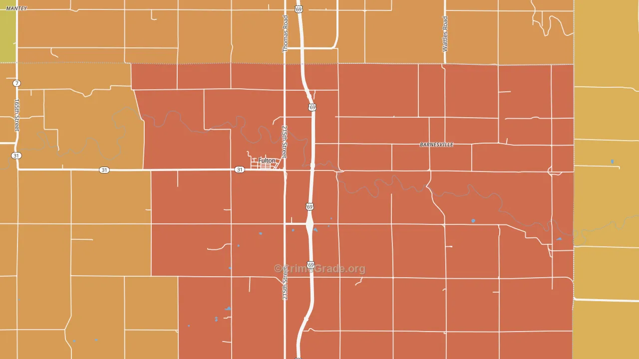 Fulton, KS Map of Assault Rates