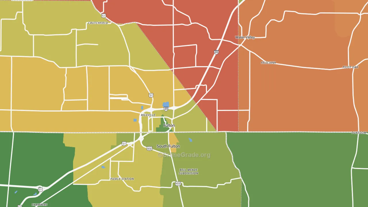 Fulton, KY Map of Assault Rates