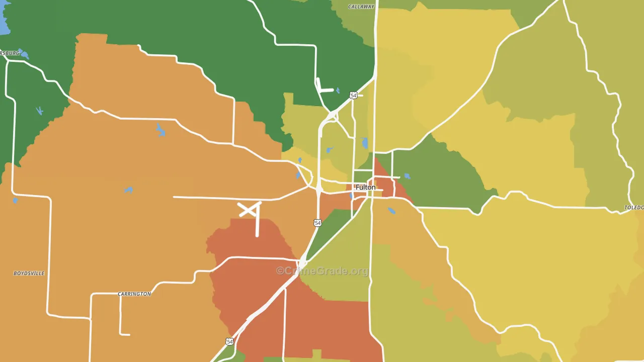 Fulton, MO Map of Assault Rates
