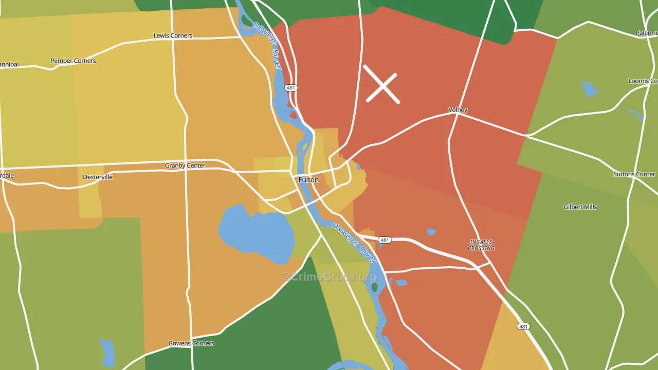 Fulton, NY Map of Assault Rates