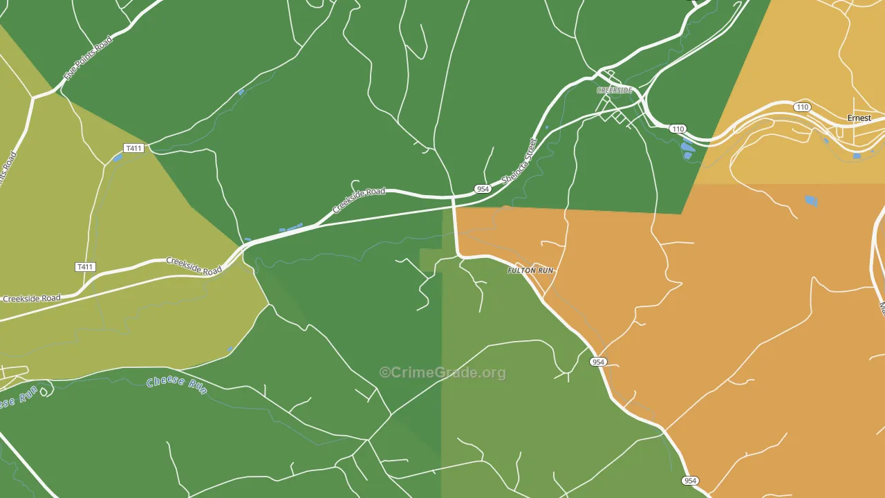 Fulton Run, PA Map of Assault Rates