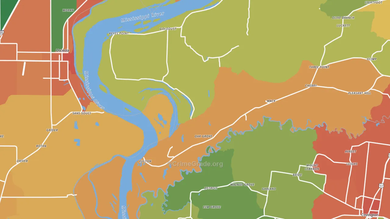 Fulton, TN Map of Assault Rates