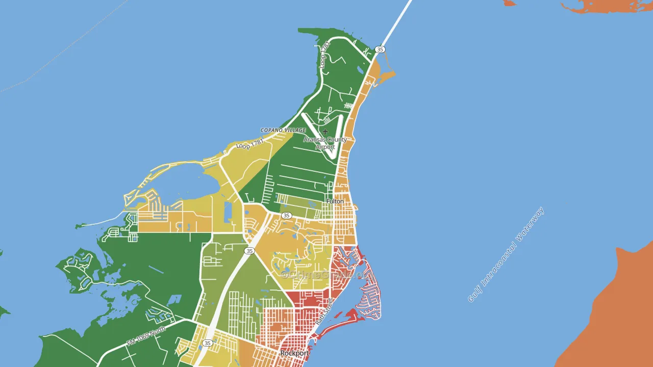 Fulton, TX Map of Assault Rates