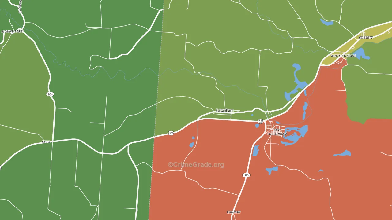 Fultonham, OH Map of Assault Rates