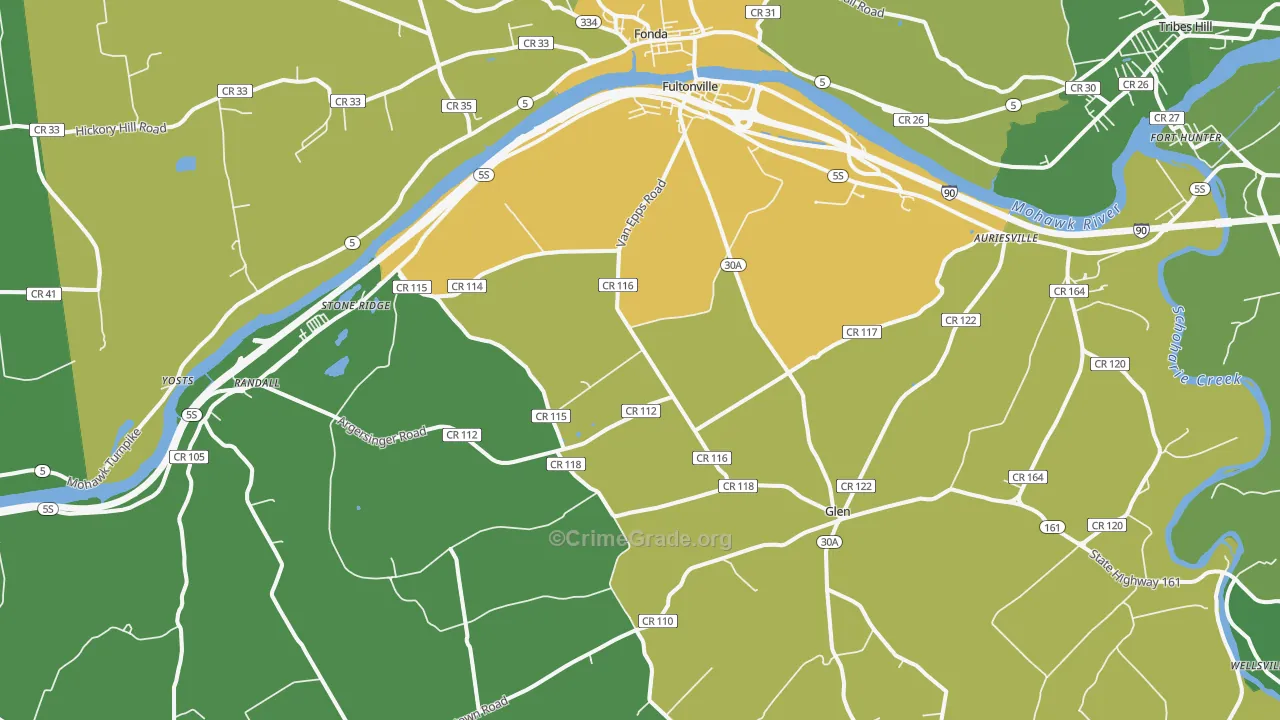 Fultonville, NY Map of Assault Rates