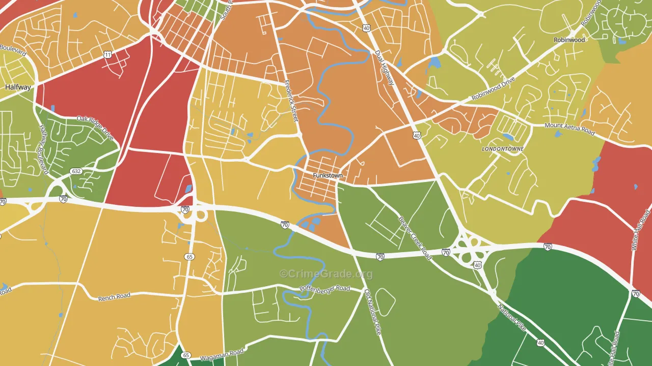 Funkstown, MD Map of Assault Rates