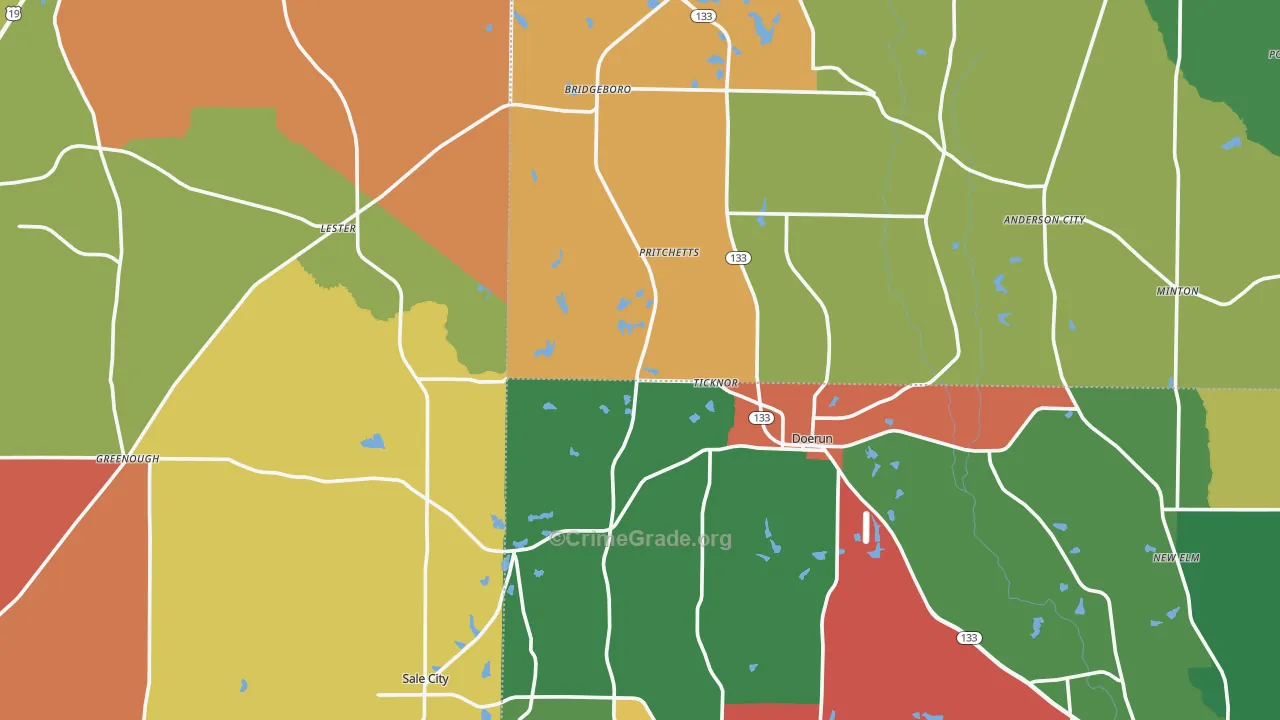Funston, GA Map of Assault Rates