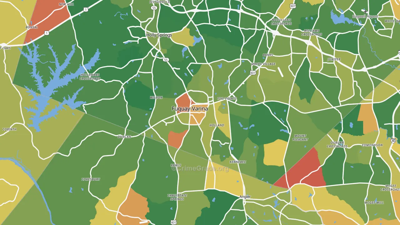 Fuquay-Varina, NC Map of Assault Rates