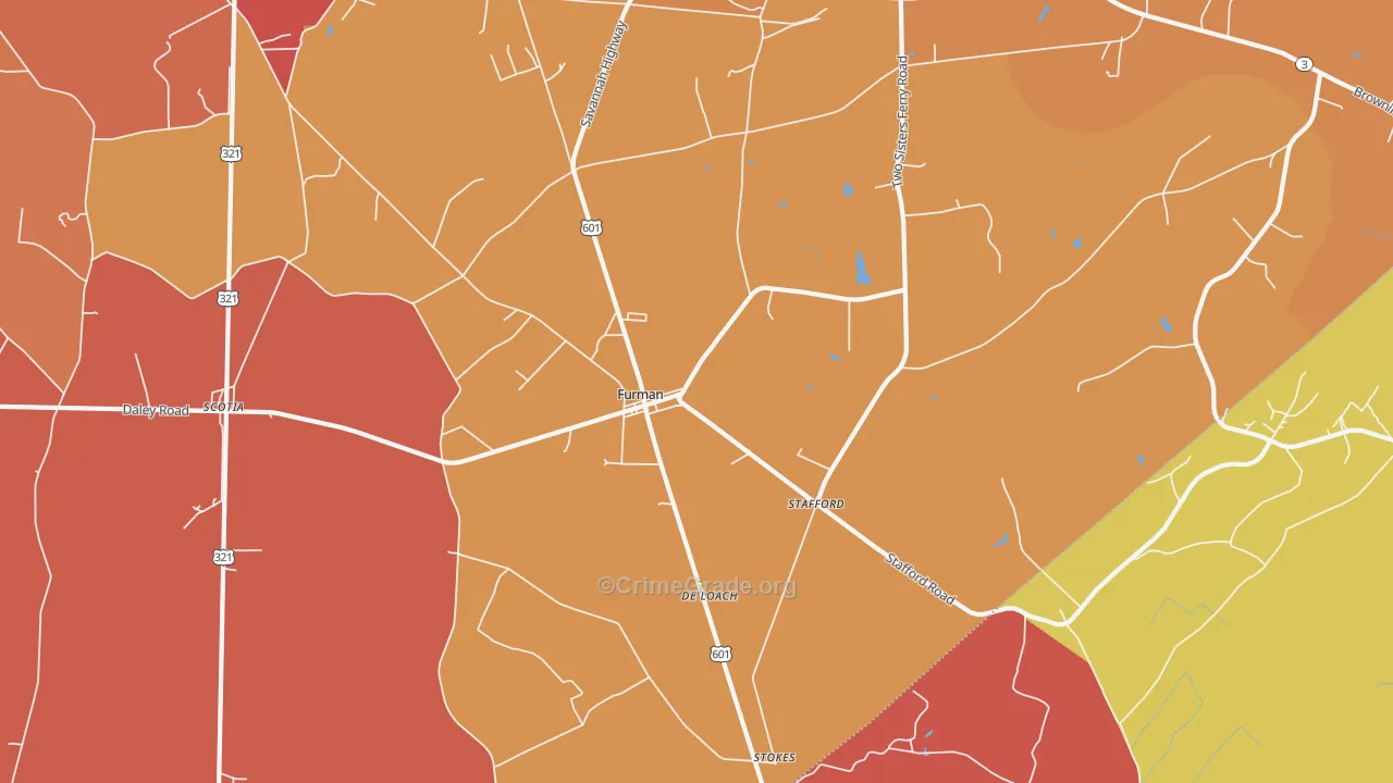 Furman, SC Map of Assault Rates