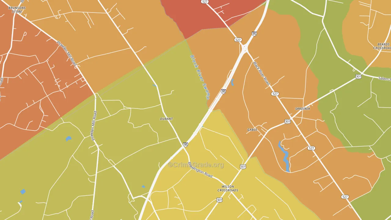 Gable, SC Map of Assault Rates
