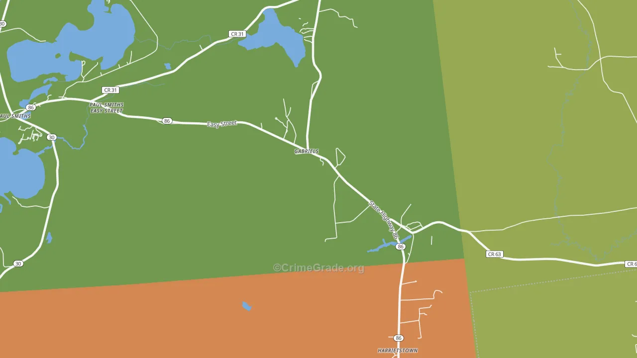 Gabriels, NY Map of Assault Rates