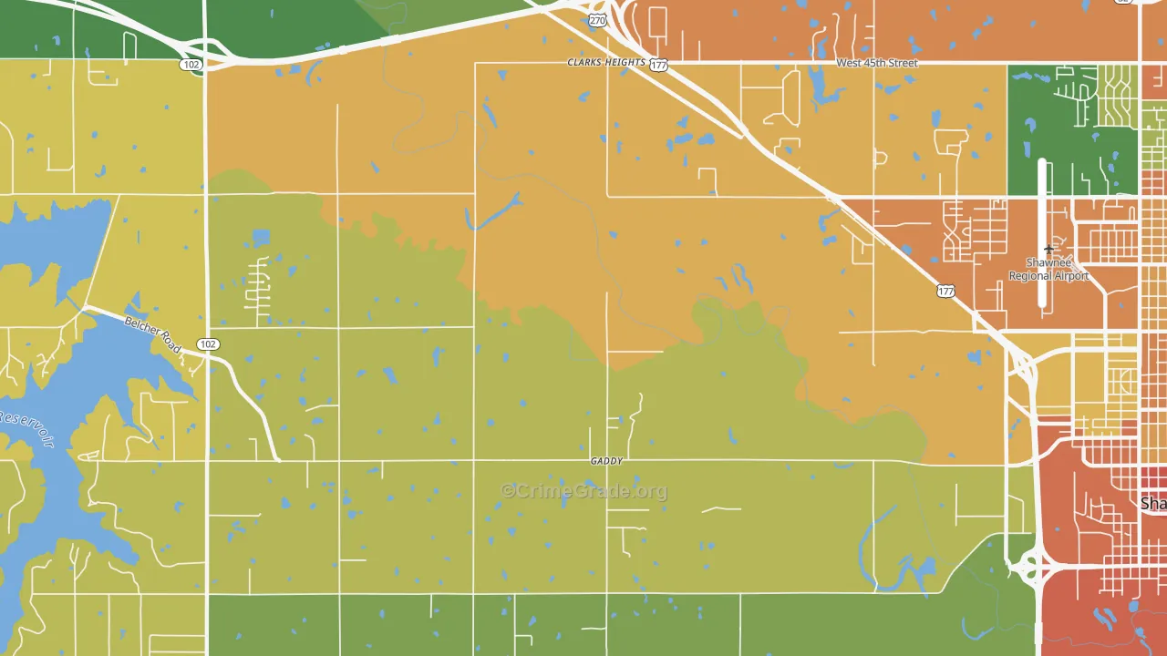 Gaddy, OK Map of Assault Rates
