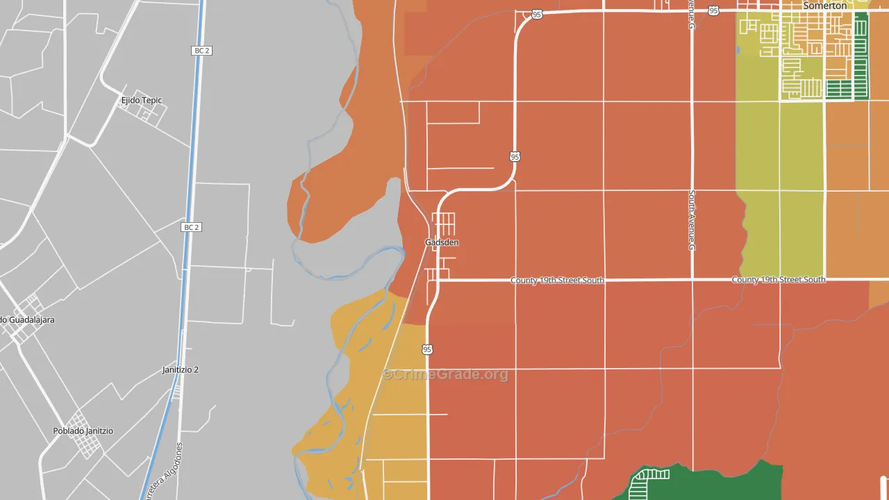 Gadsden, AZ Map of Assault Rates