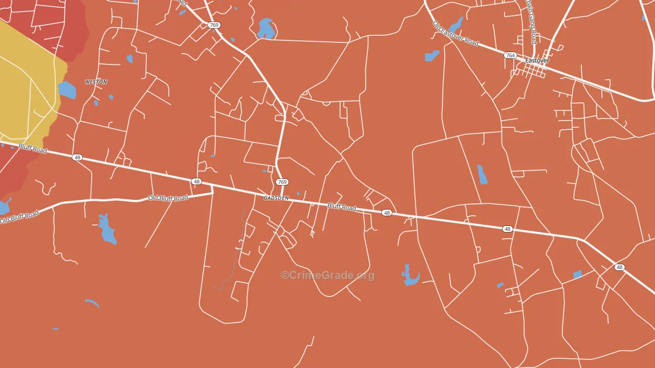 Gadsden, SC Map of Assault Rates