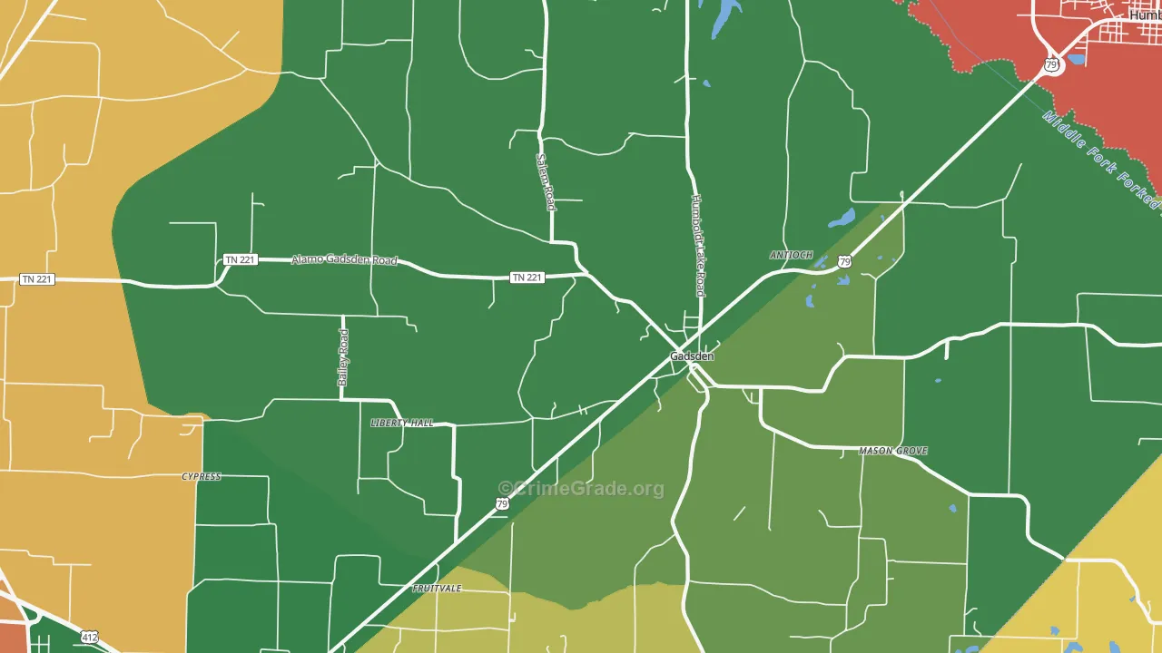 Gadsden, TN Map of Assault Rates