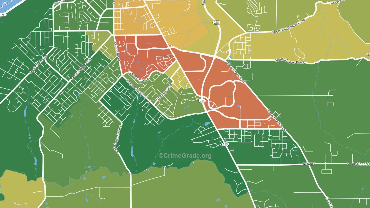 Gaffney Lane, Oregon City, OR Map of Assault Rates
