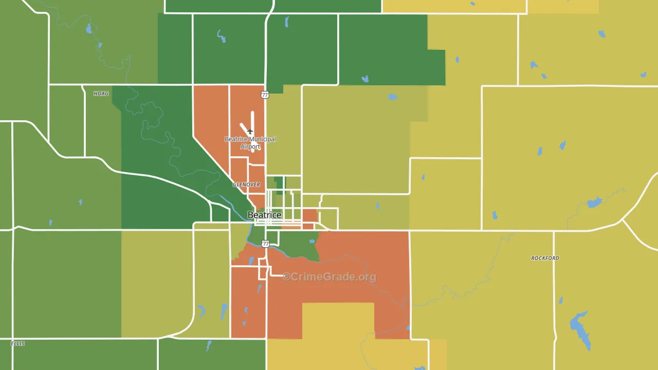 Gage County, NE Map of Assault Rates