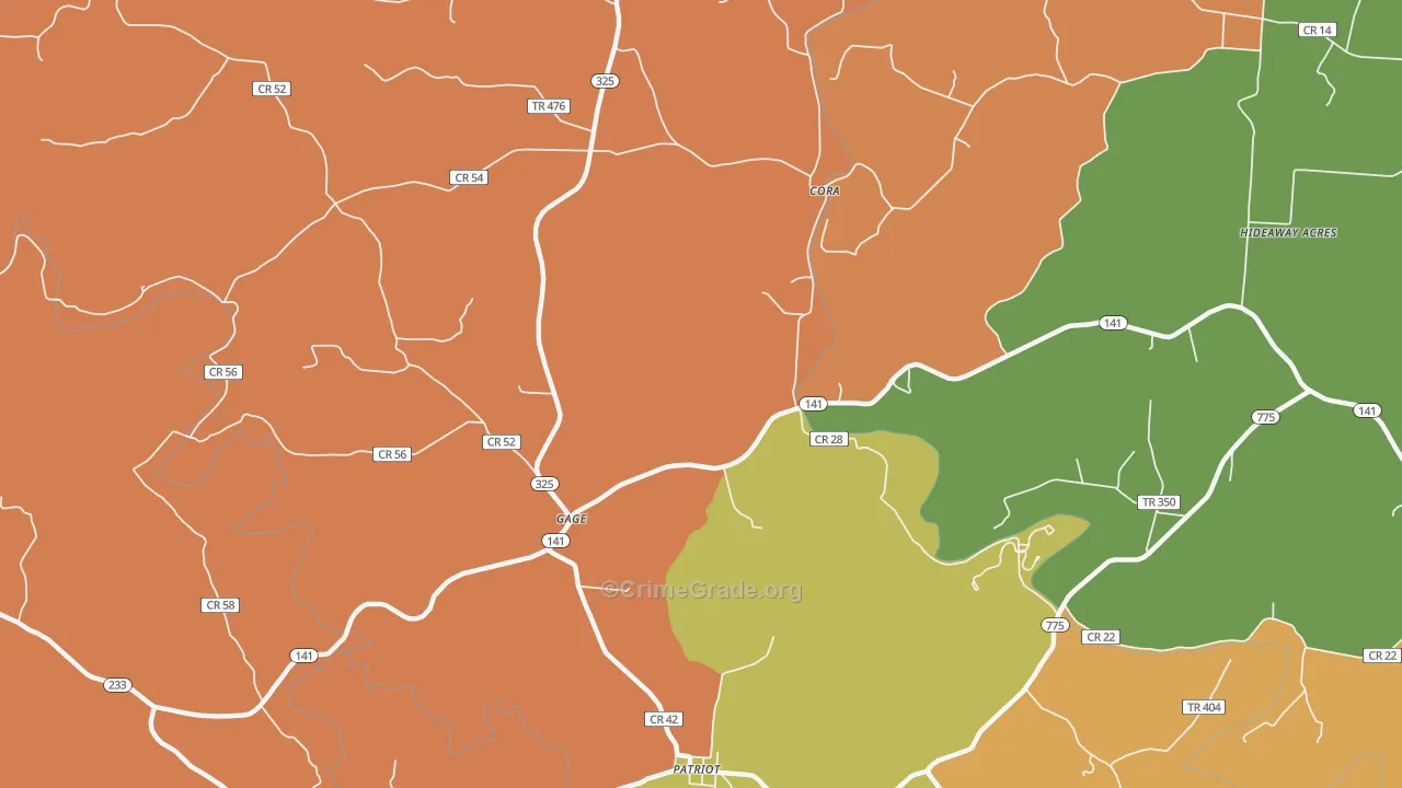 Gage, OH Map of Assault Rates