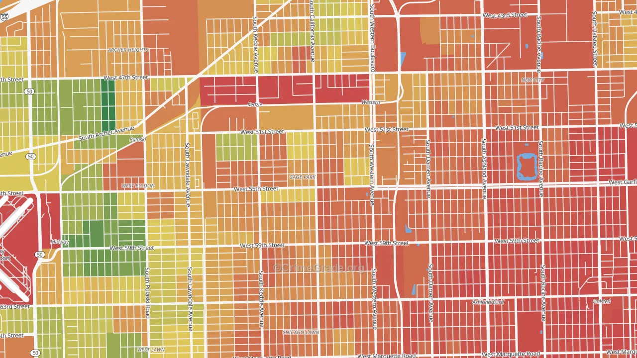 Gage Park, Chicago, IL Map of Assault Rates