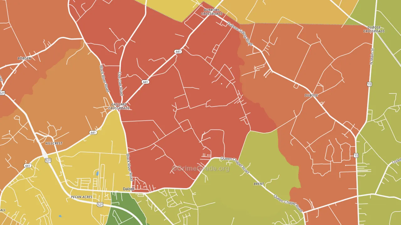 Gaillard Crossroads, SC Map of Assault Rates