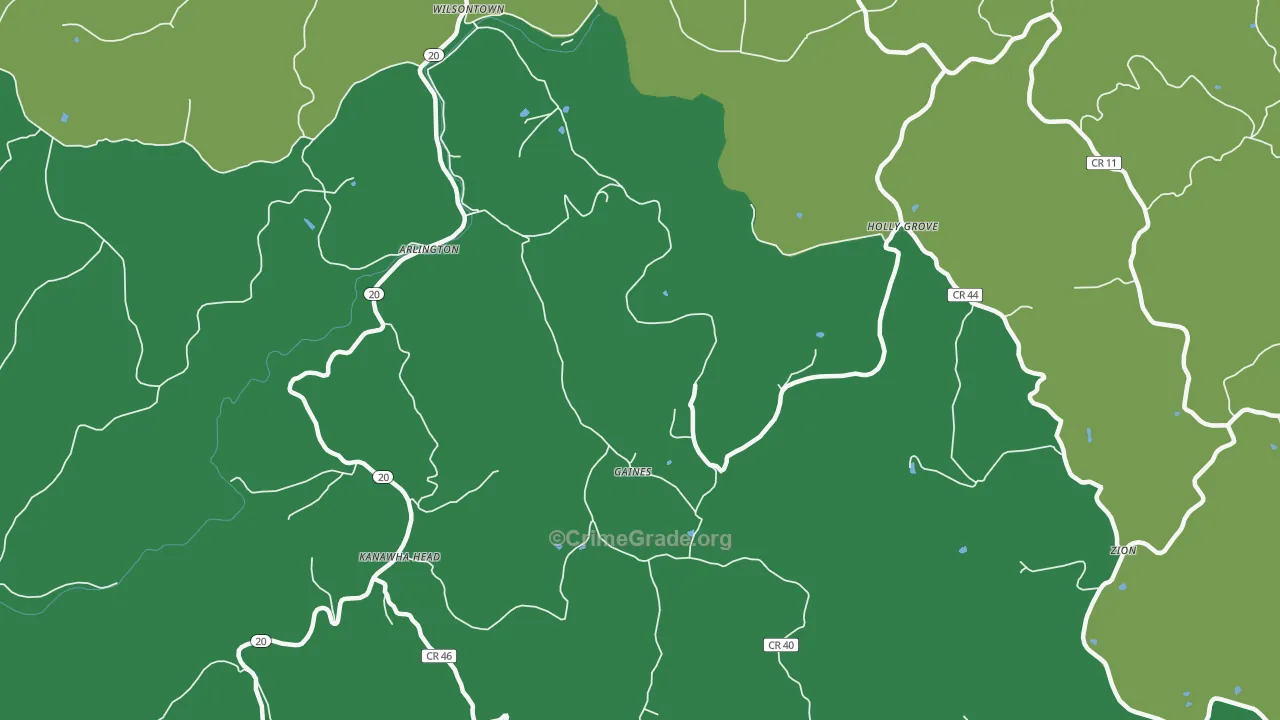 Gaines, WV Map of Assault Rates