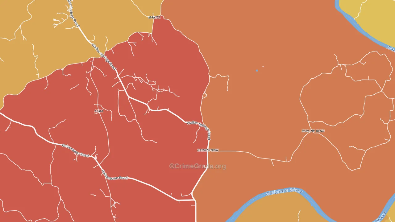Gainestown, AL Map of Assault Rates