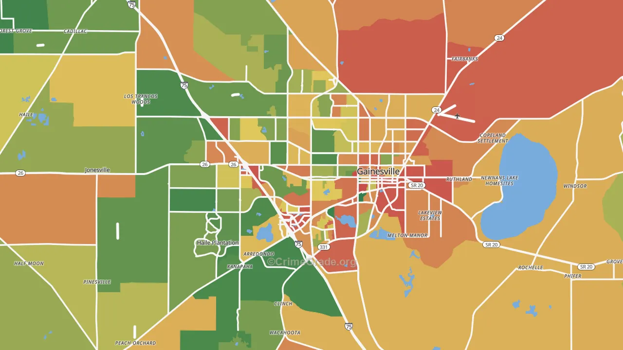 Gainesville, FL Map of Assault Rates